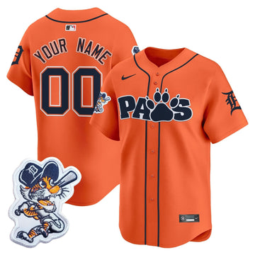 Detroit Tigers Paws Patch Vapor Premier Limited Custom Jersey V2 - Stitched