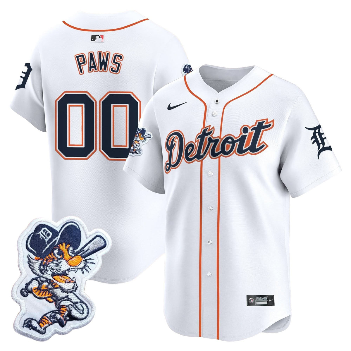 Detroit Tigers Paws Patch Vapor Premier Limited Jersey - Stitched