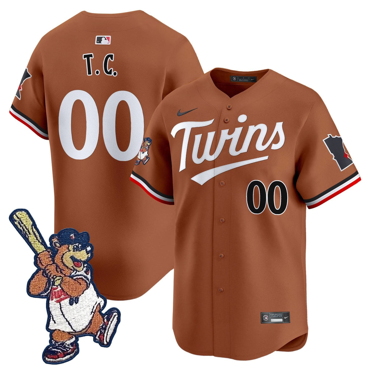 Minnesota Twins T.C. Bear Patch Vapor Premier Limited Jersey - Stitched