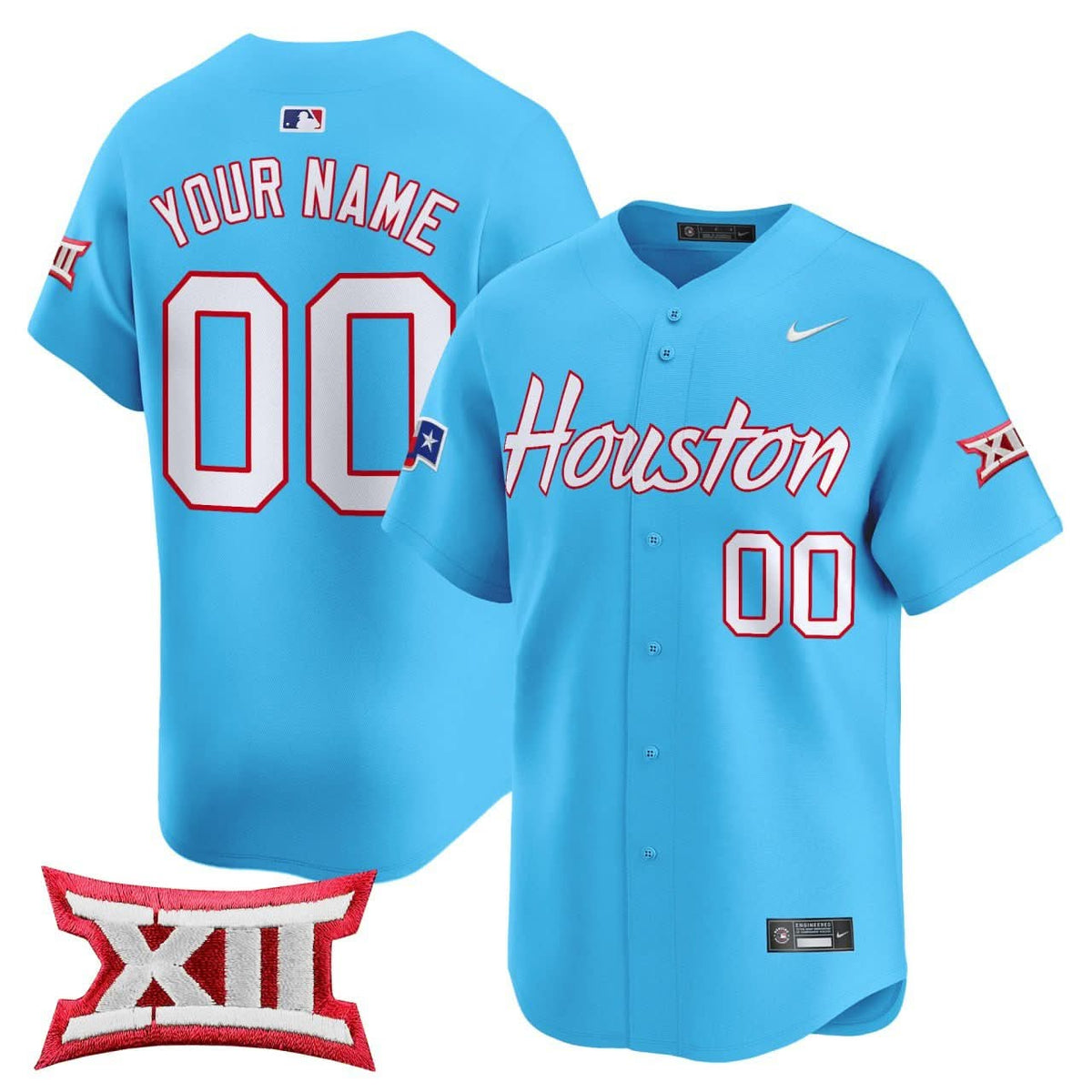Houston Astros Light Blue Custom Jersey - Stitched-Cuztomshoes