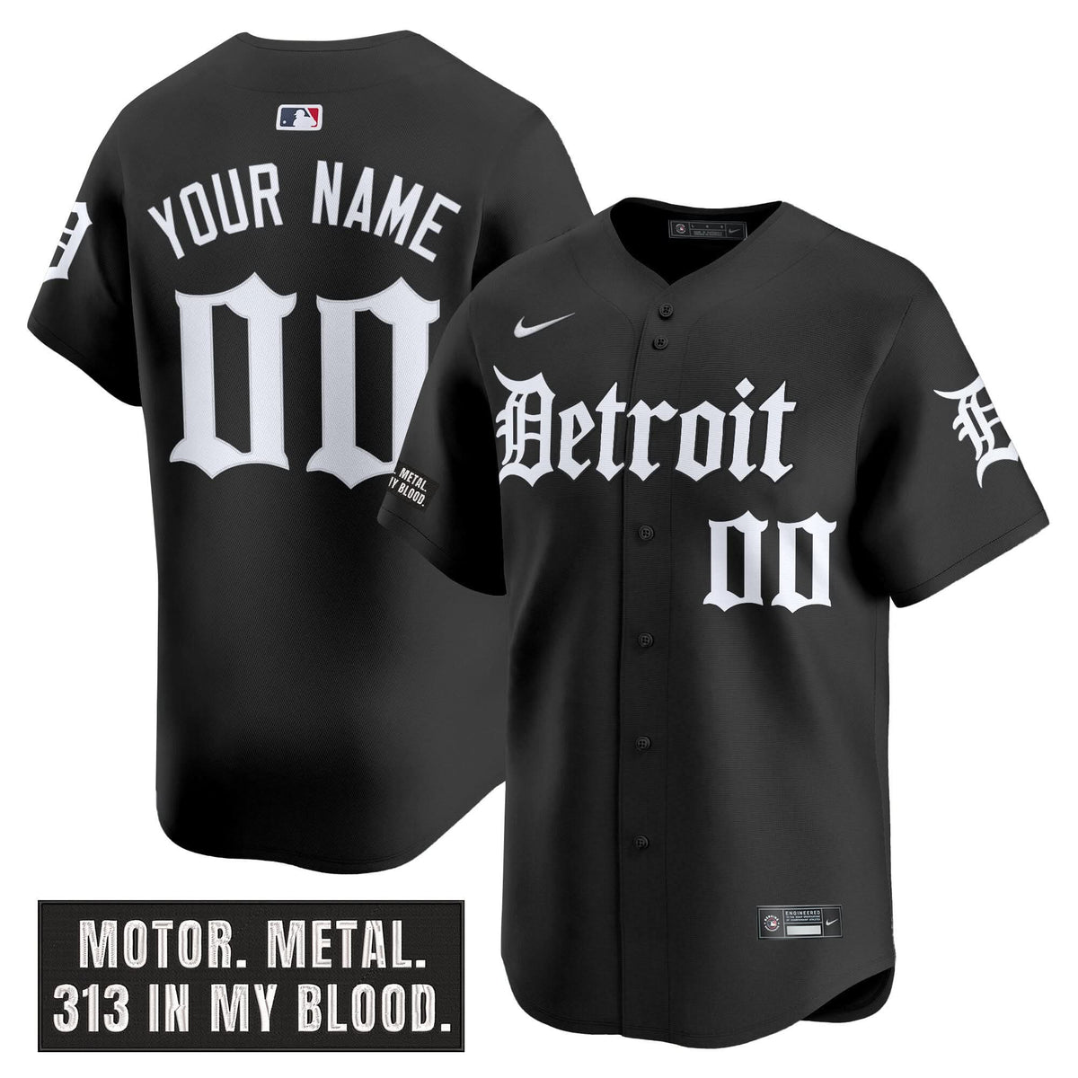 Detroit Tigers 'Motor Gothic Edition' Vapor Premier Limited Custom Jersey - Stitched