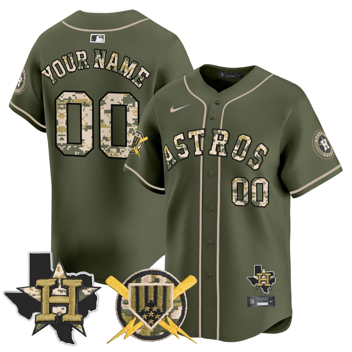 Houston Astros Armed Forces Day Vapor Premier Limited Custom Jersey V2 - Stitched-Cuztomshoes