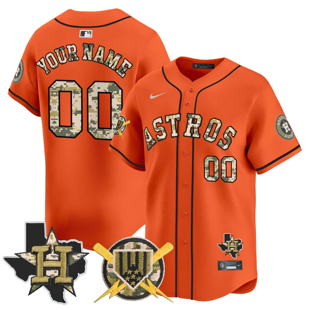 Houston Astros Armed Forces Day Vapor Premier Limited Custom Jersey V2 - Stitched-Cuztomshoes