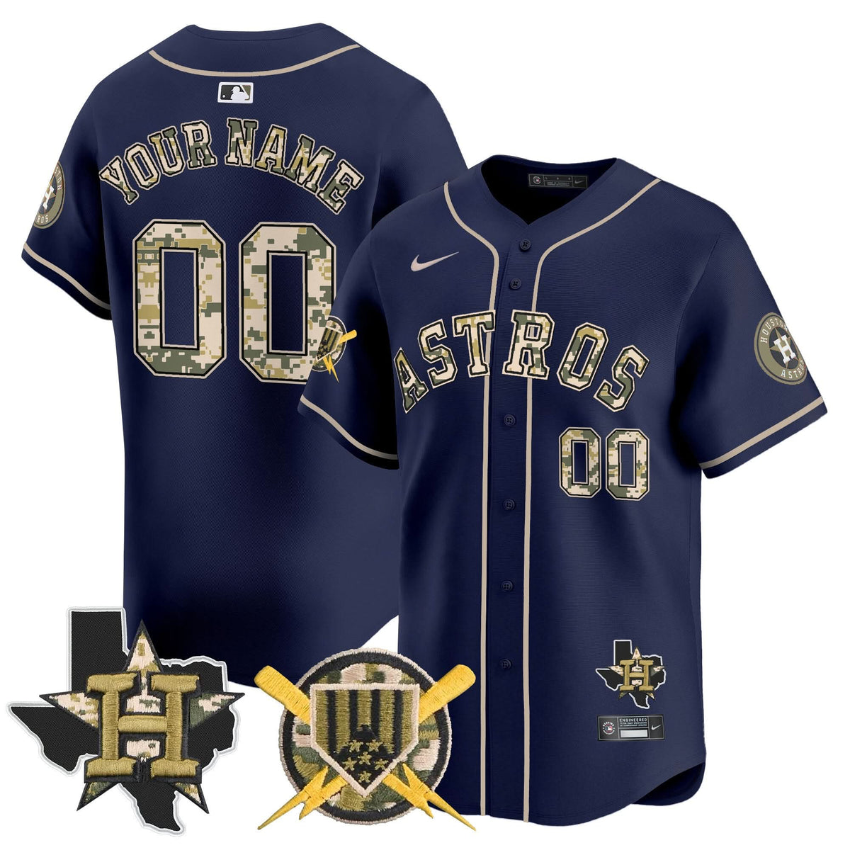 Houston Astros Armed Forces Day Vapor Premier Limited Custom Jersey V2 - Stitched-Cuztomshoes