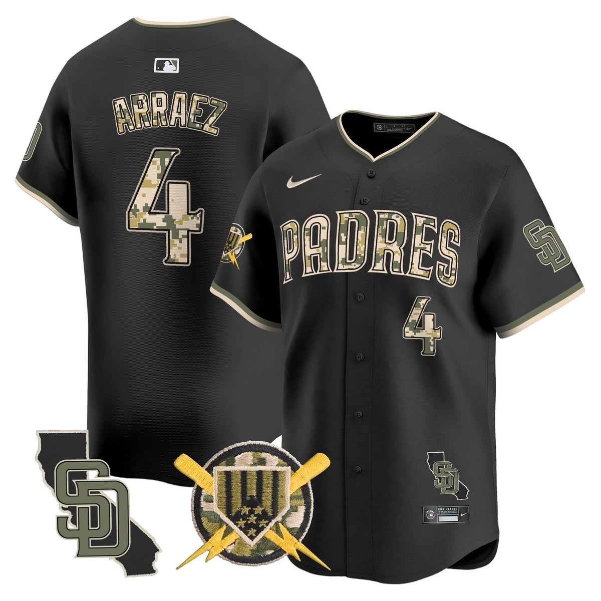 San Diego Padres Armed Forces Day Vapor Premier Limited Jersey - Stitched