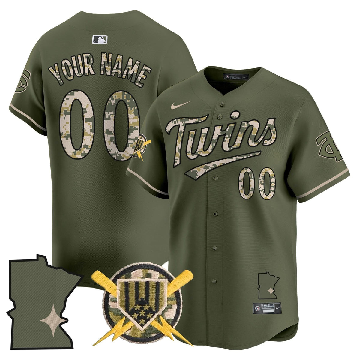 Minnesota Twins Armed Forces Day Vapor Premier Limited Custom Jersey - Stitched