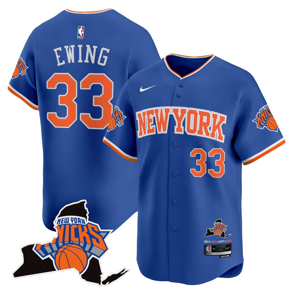 New York Knicks Vapor Baseball Jersey - Stitched