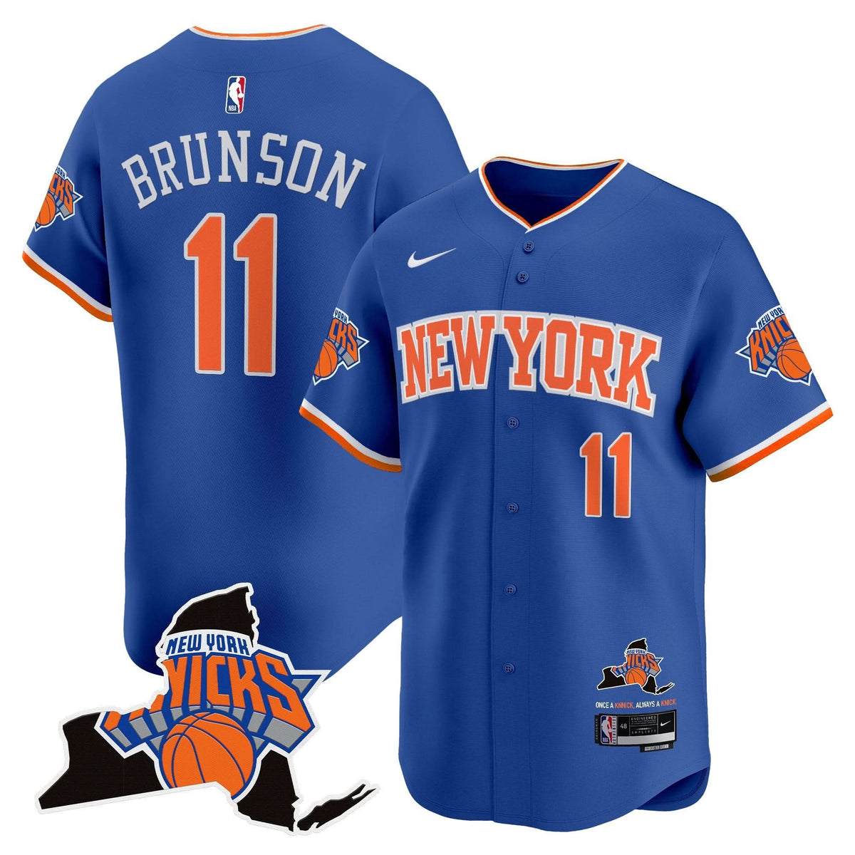 New York Knicks Vapor Baseball Jersey - Stitched