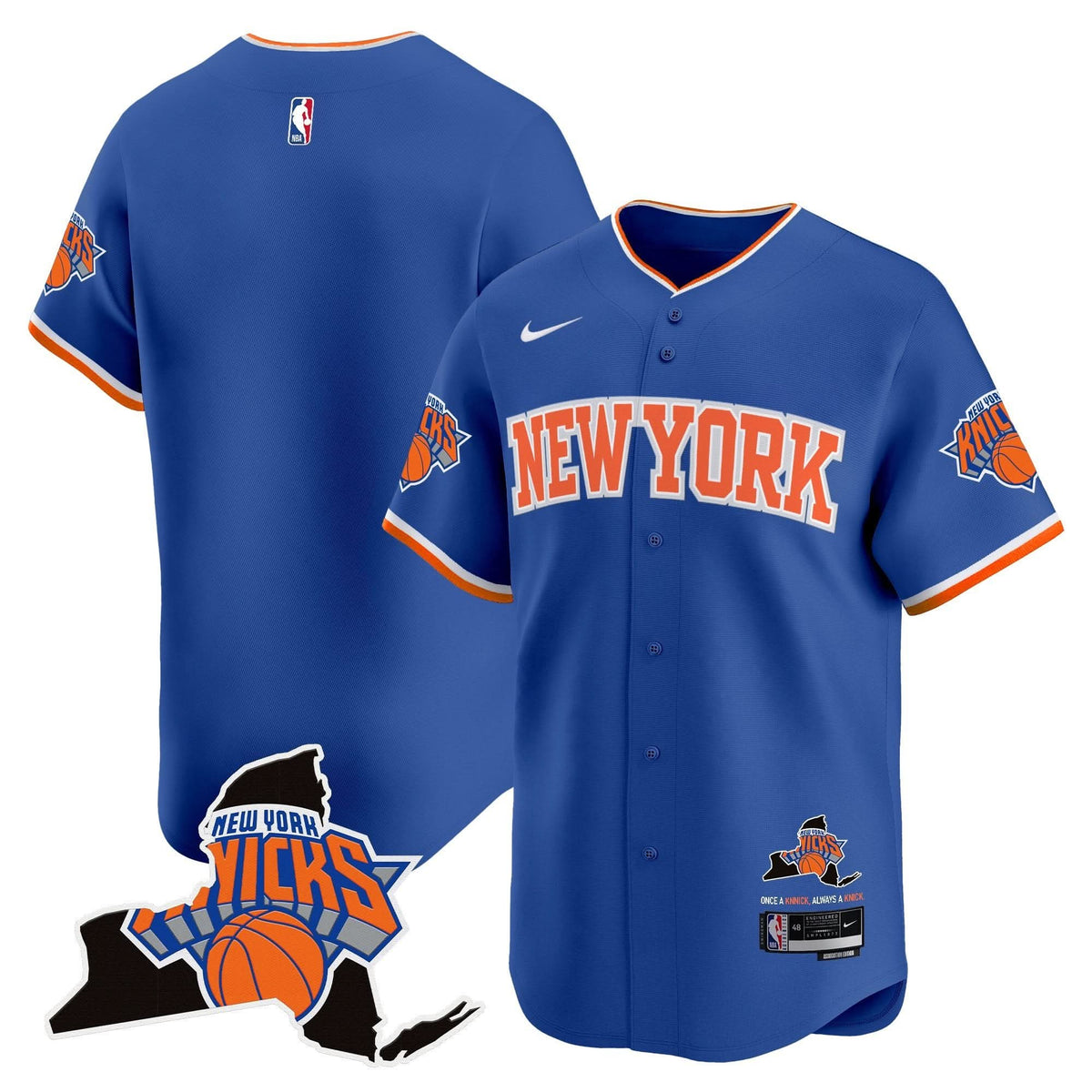 New York Knicks Vapor Baseball Jersey - Stitched