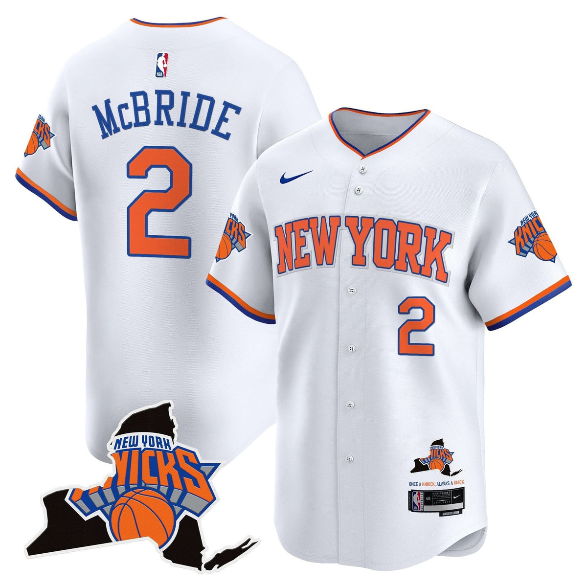 New York Knicks Vapor Baseball Jersey - Stitched