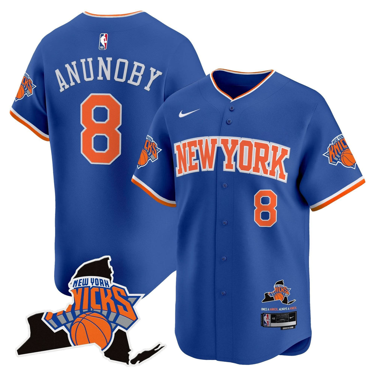 New York Knicks Vapor Baseball Jersey - Stitched