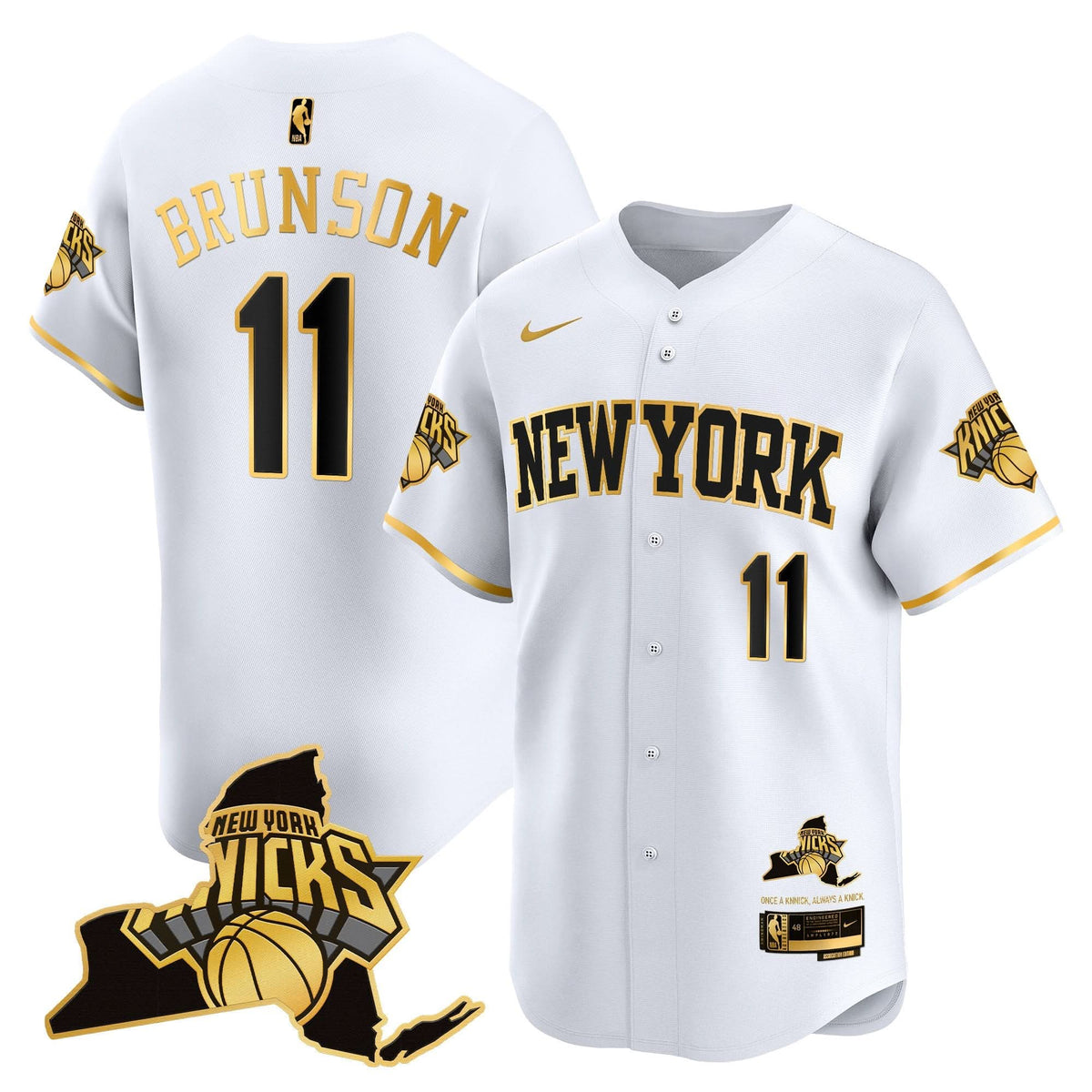 New York Knicks Vapor Baseball Jersey - Stitched