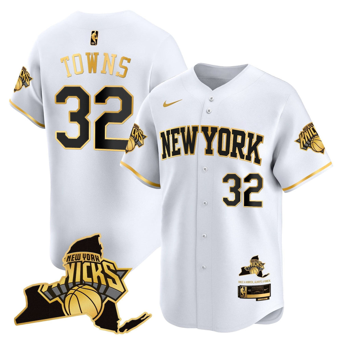 New York Knicks Vapor Baseball Jersey - Stitched