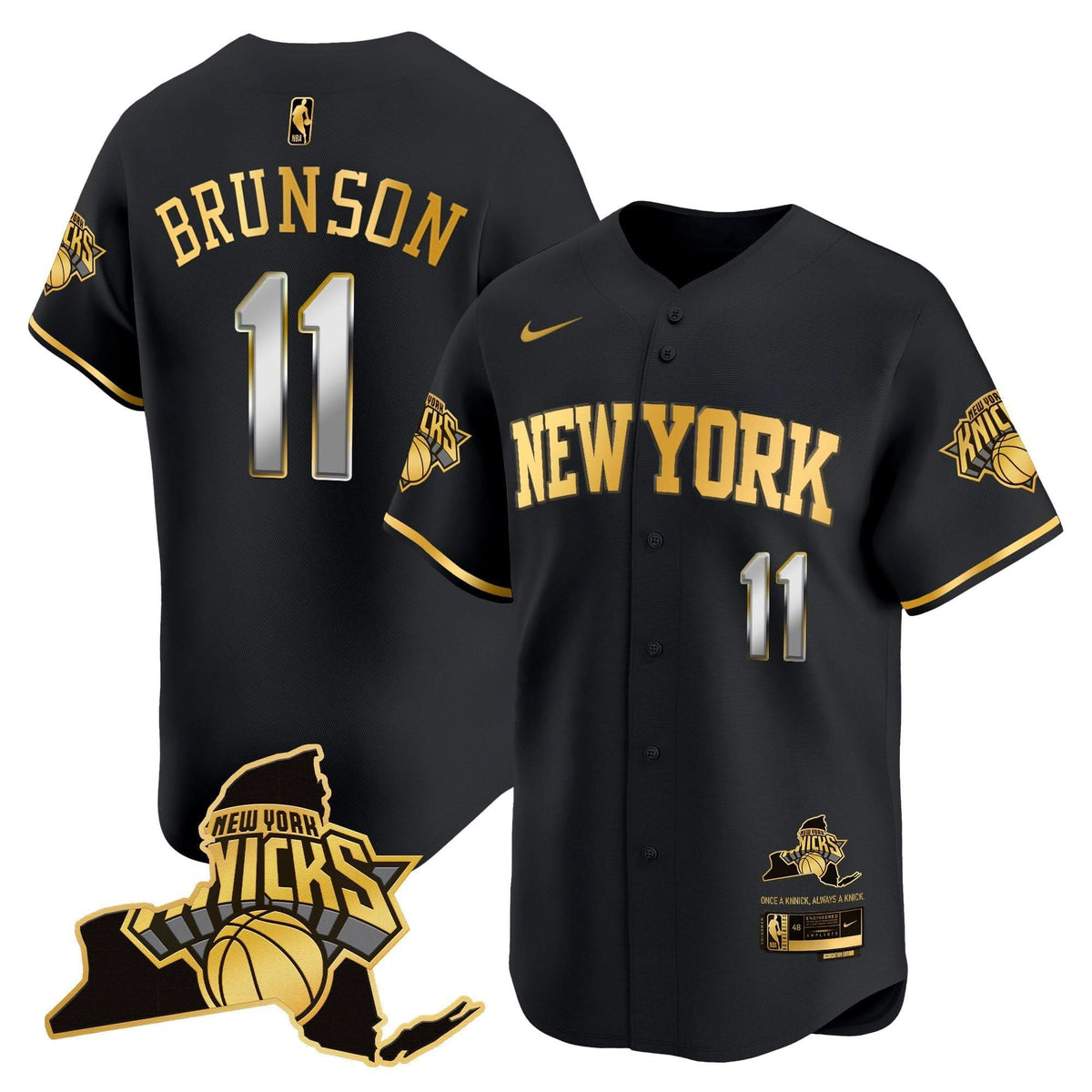 New York Knicks Vapor Baseball Jersey - Stitched