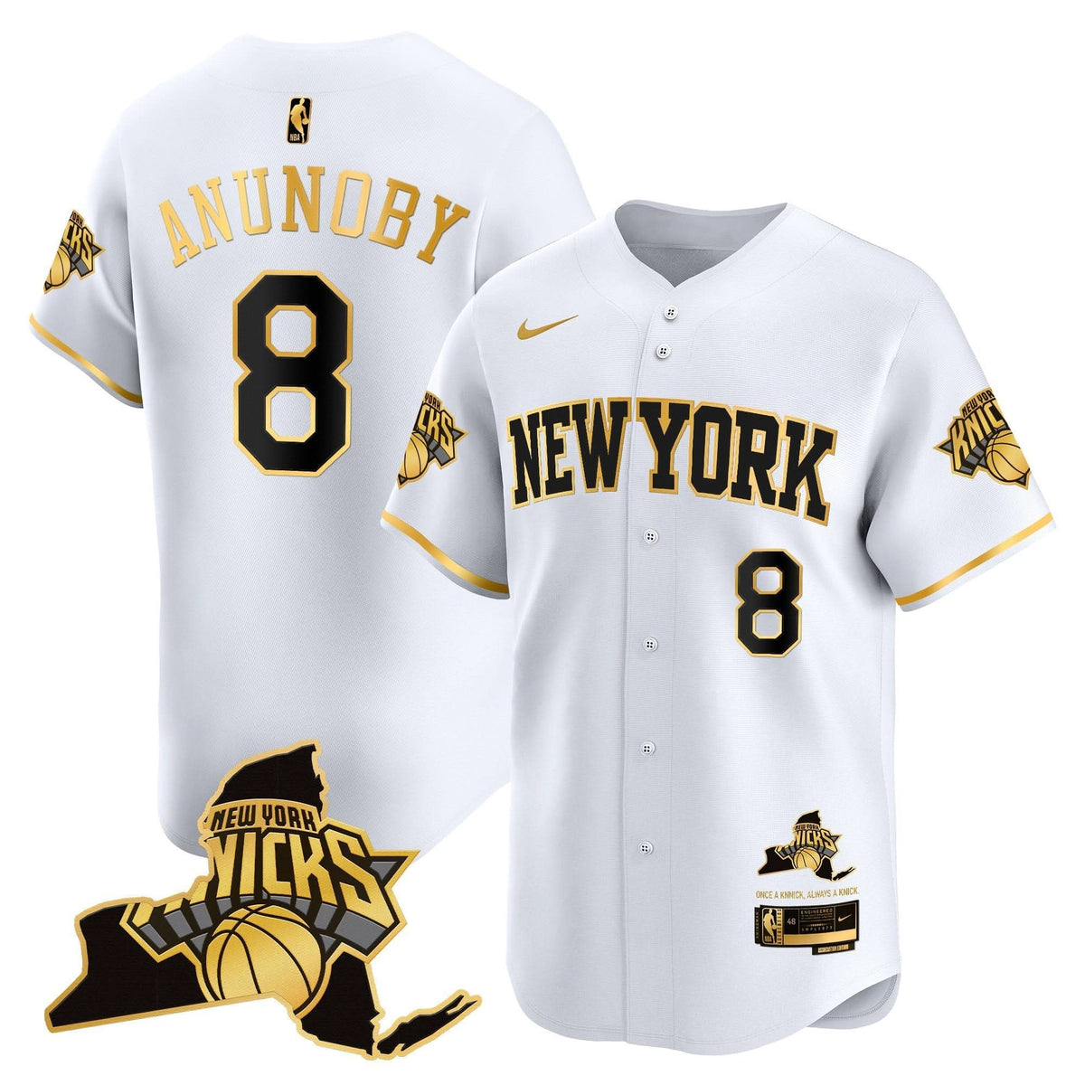 New York Knicks Vapor Baseball Jersey - Stitched