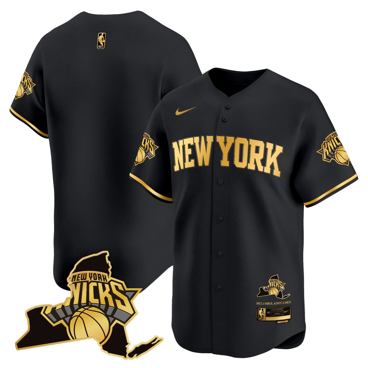 New York Knicks Vapor Baseball Jersey - Stitched