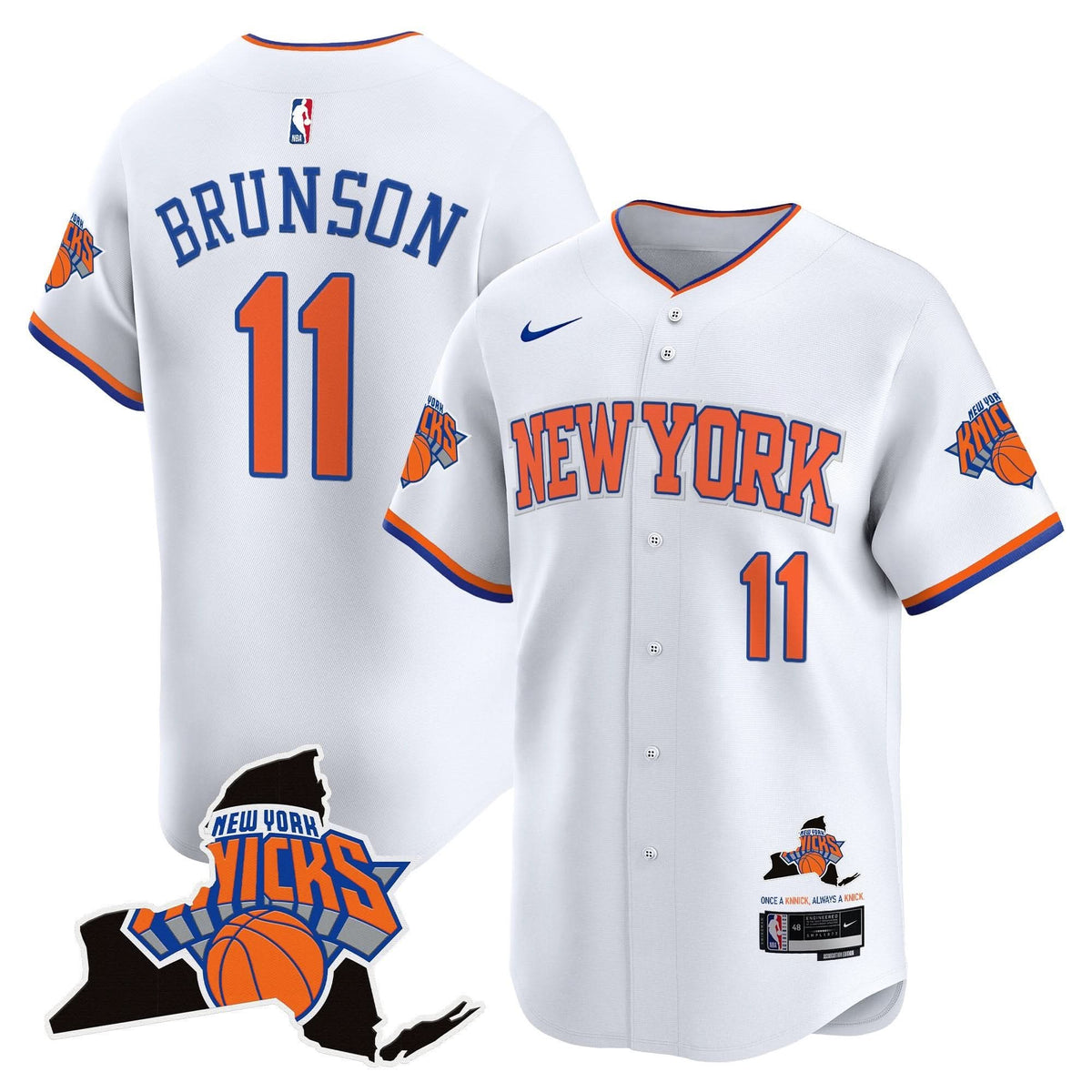 New York Knicks Vapor Baseball Jersey - Stitched