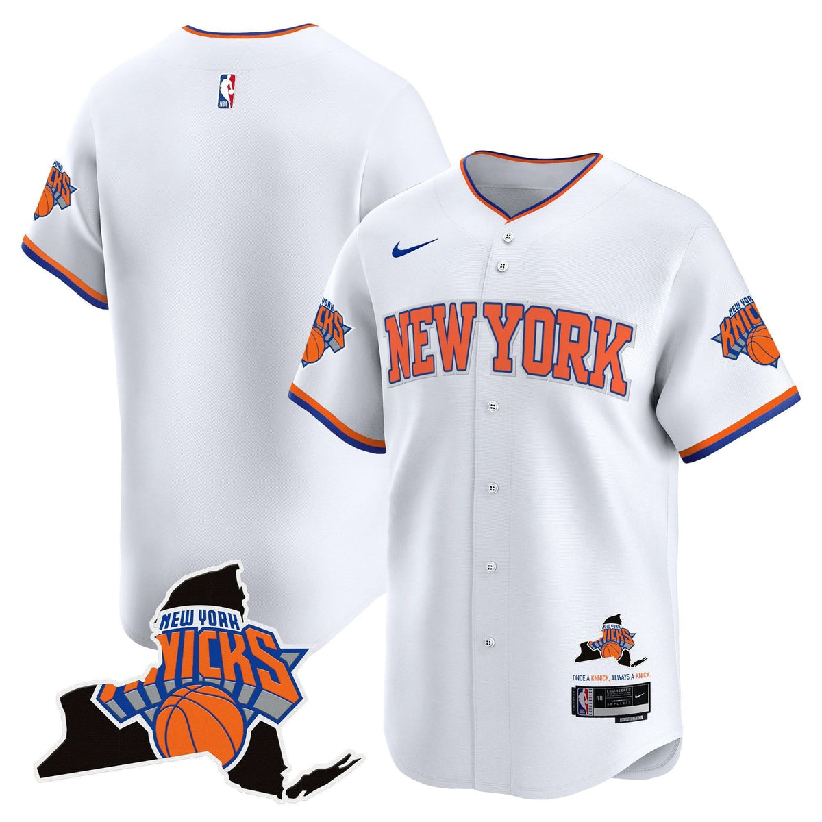 New York Knicks Vapor Baseball Jersey - Stitched