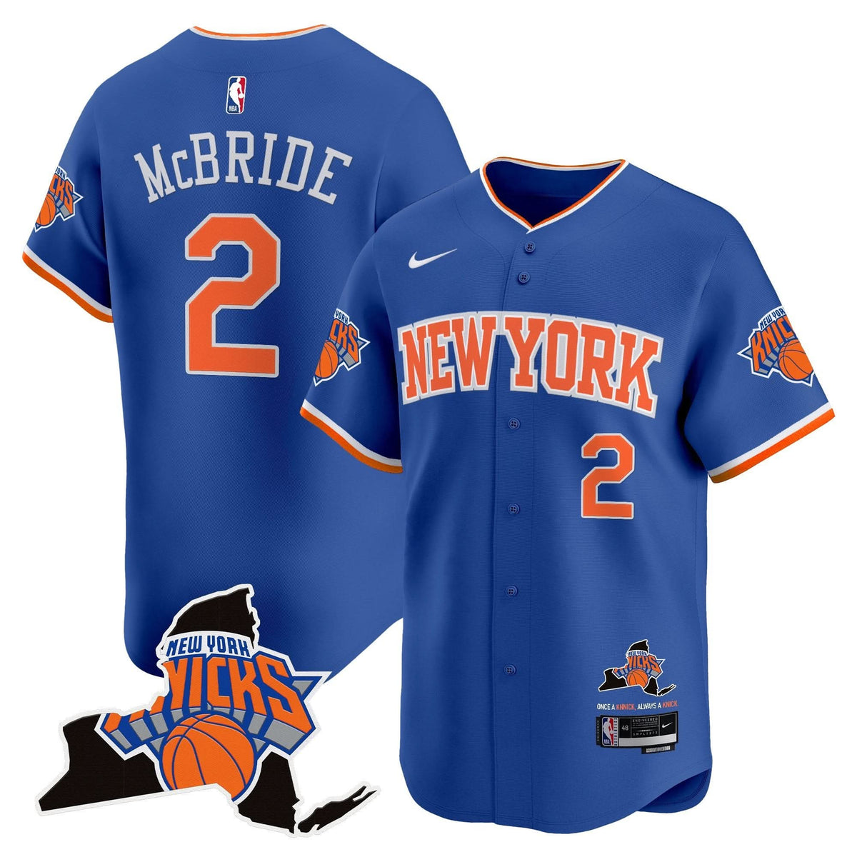 New York Knicks Vapor Baseball Jersey - Stitched