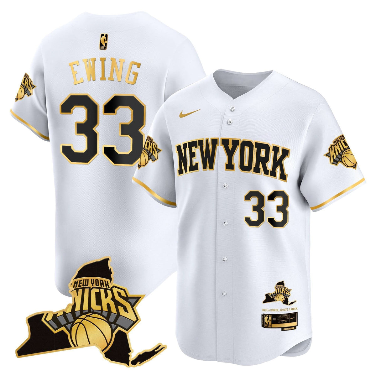 New York Knicks Vapor Baseball Jersey - Stitched