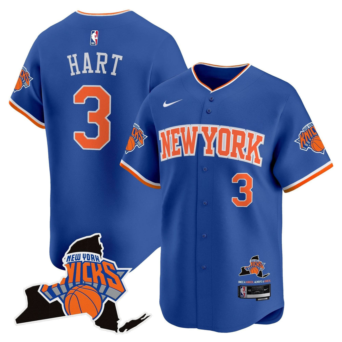 New York Knicks Vapor Baseball Jersey - Stitched