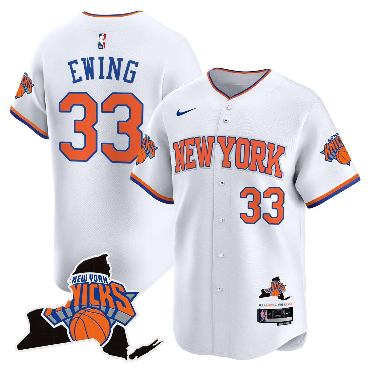 New York Knicks Vapor Baseball Jersey - Stitched