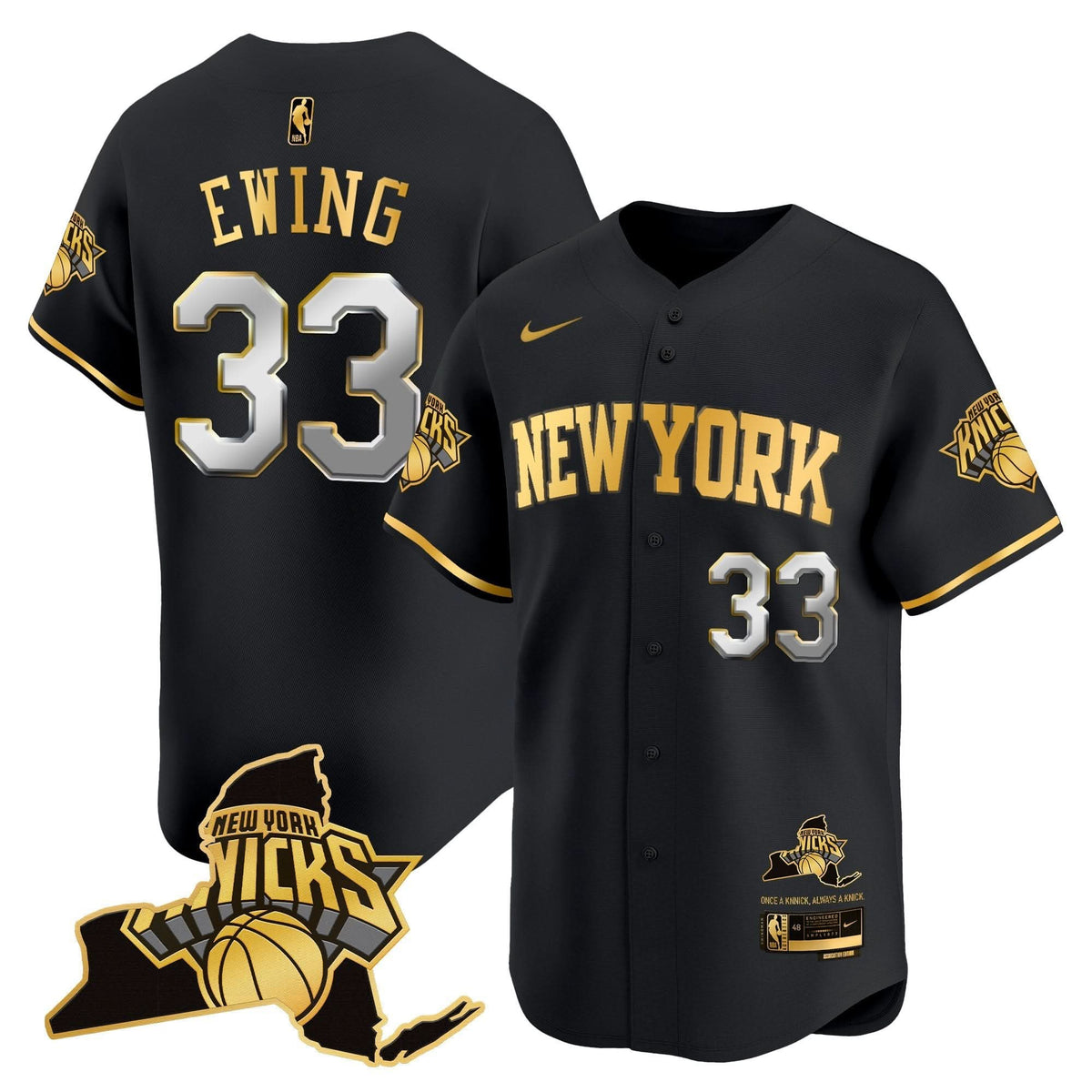 New York Knicks Vapor Baseball Jersey - Stitched