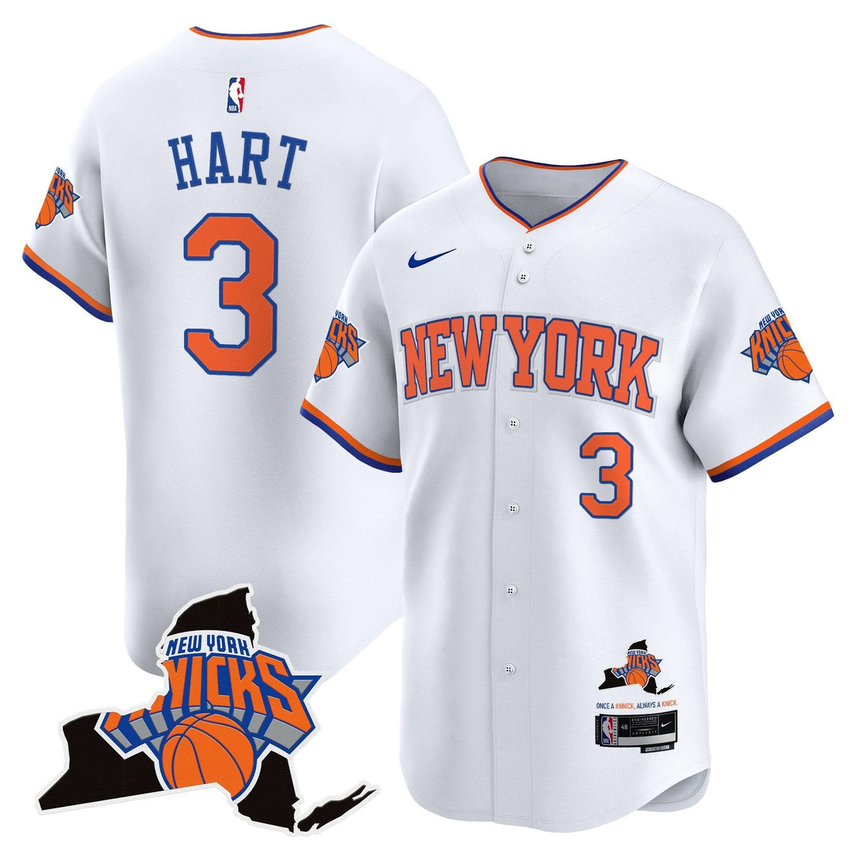 New York Knicks Vapor Baseball Jersey - Stitched