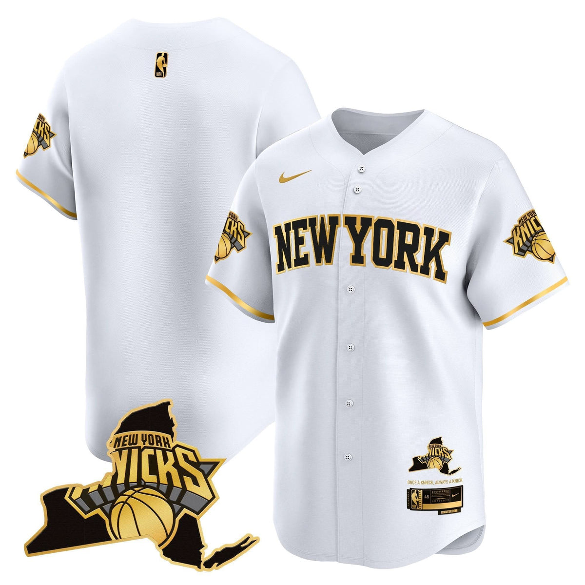 New York Knicks Vapor Baseball Jersey - Stitched