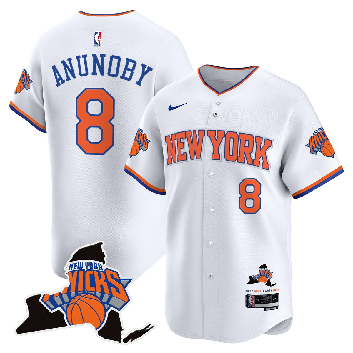 New York Knicks Vapor Baseball Jersey - Stitched