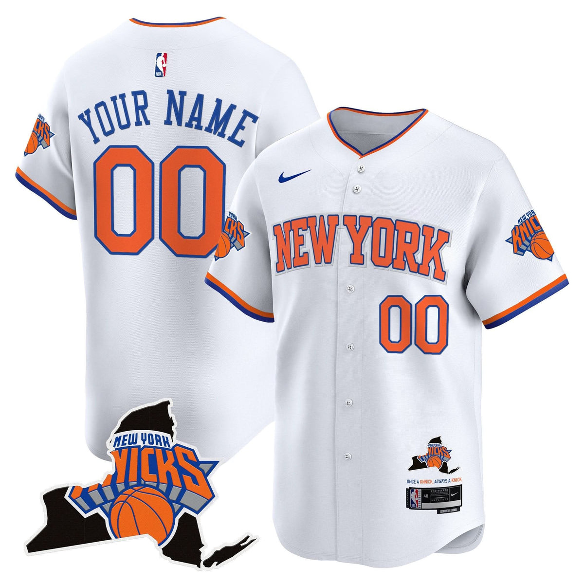 New York Knicks Vapor Baseball Custom Jersey - Stitched-Cuztomshoes