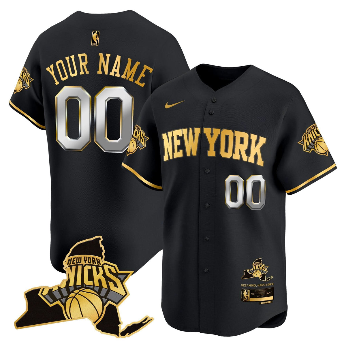 New York Knicks Vapor Baseball Custom Jersey - Stitched-Cuztomshoes