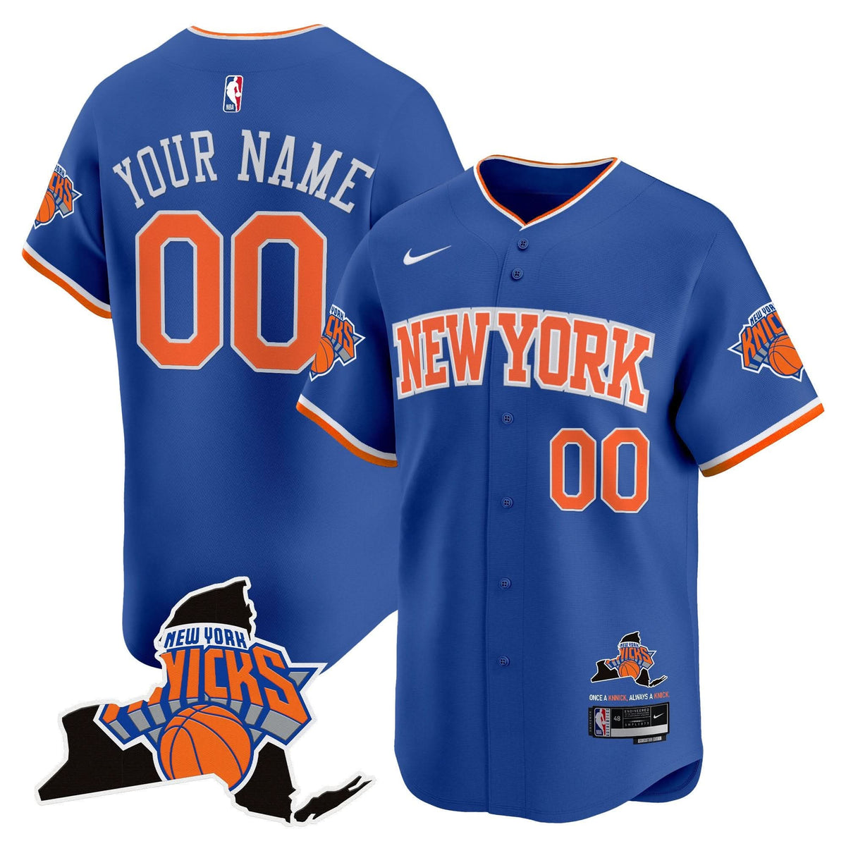 New York Knicks Vapor Baseball Custom Jersey - Stitched-Cuztomshoes