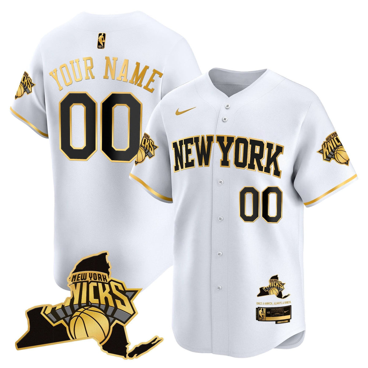 New York Knicks Vapor Baseball Custom Jersey - Stitched-Cuztomshoes