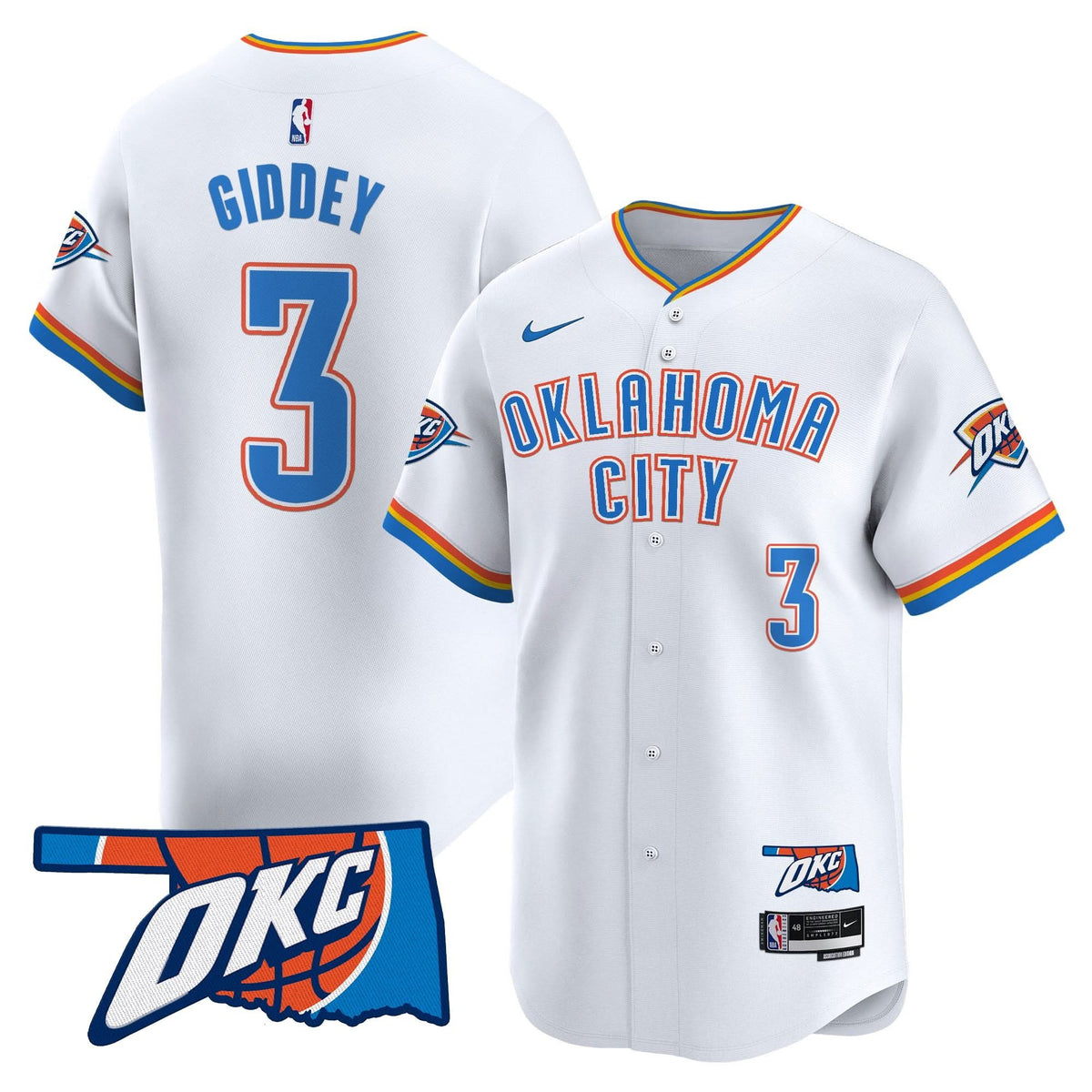Oklahoma City Thunder Vapor Baseball Jersey - Stitched