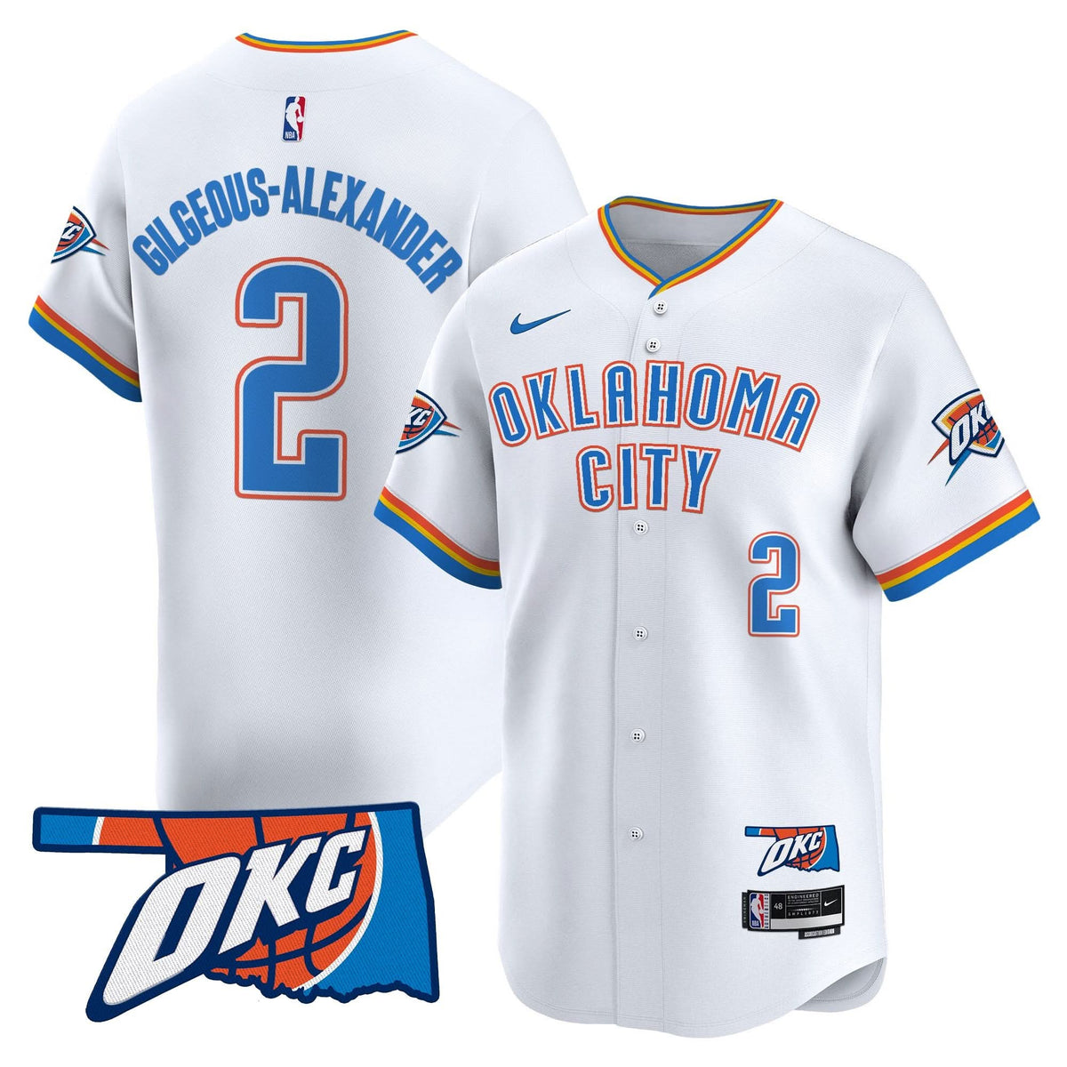 Oklahoma City Thunder Vapor Baseball Jersey - Stitched