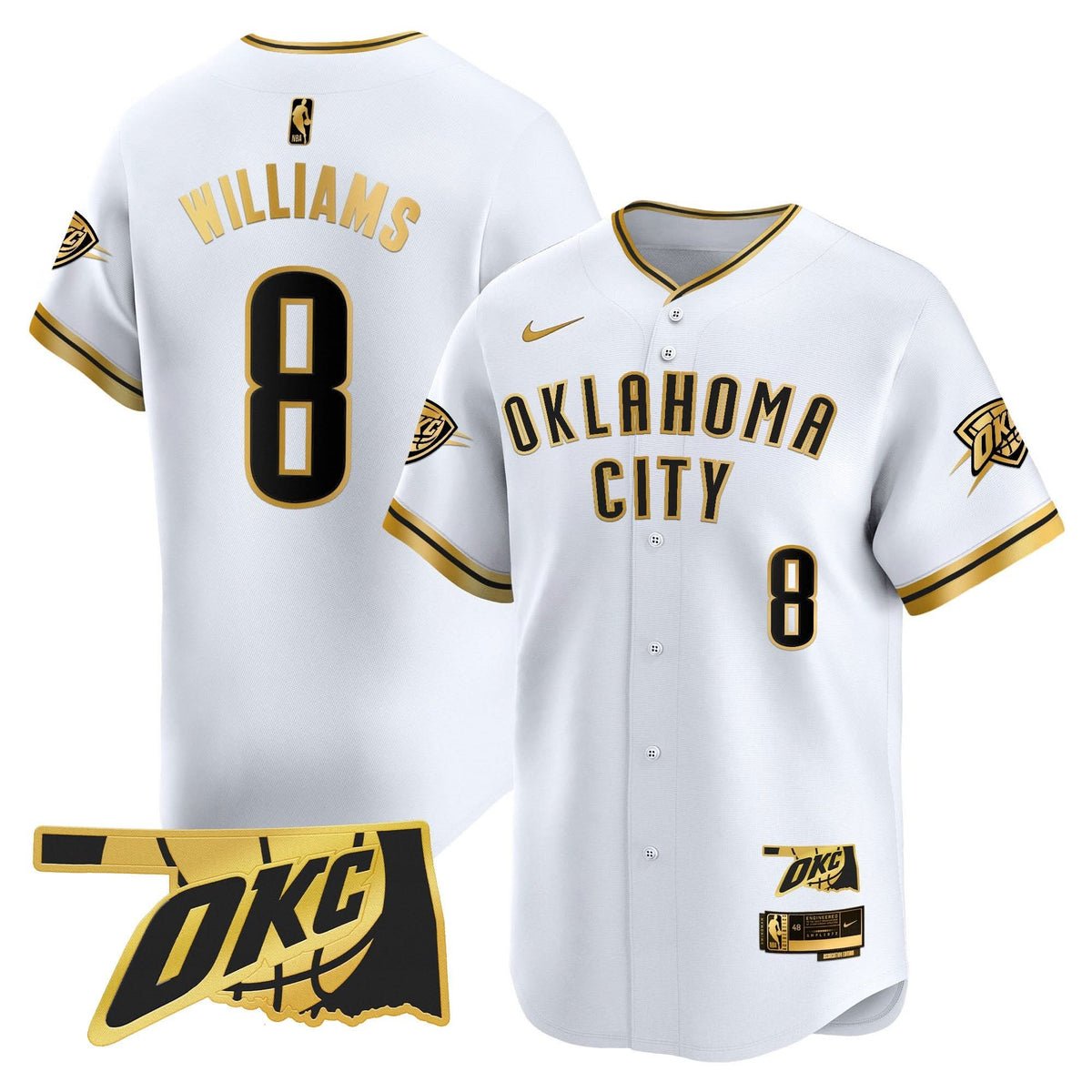 Oklahoma City Thunder Vapor Baseball Jersey - Stitched