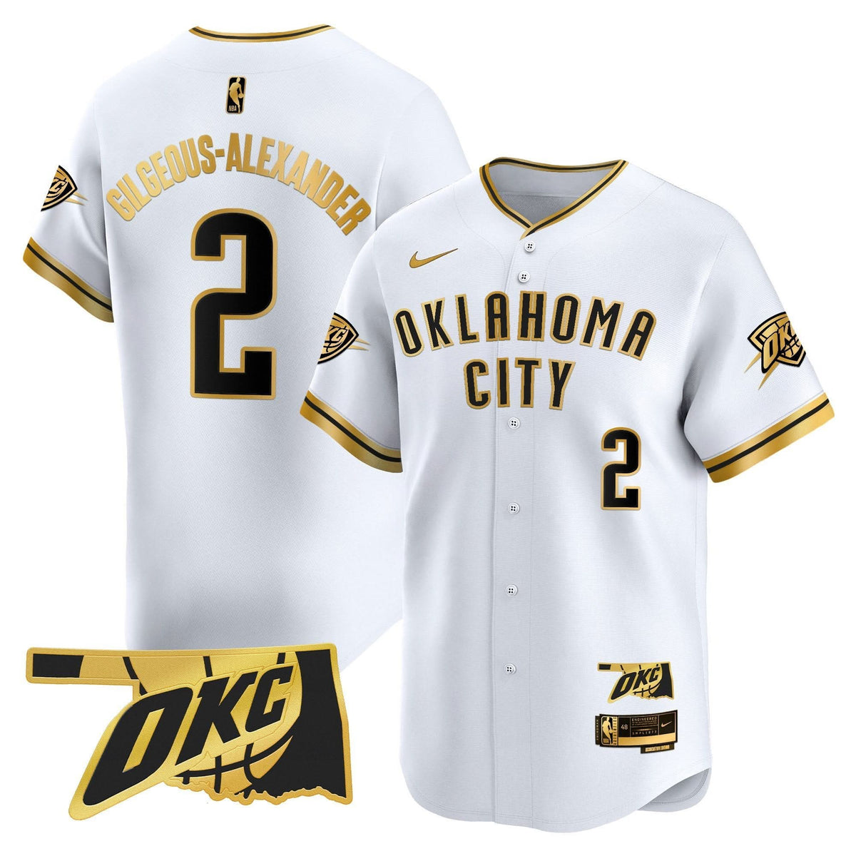 Oklahoma City Thunder Vapor Baseball Jersey - Stitched