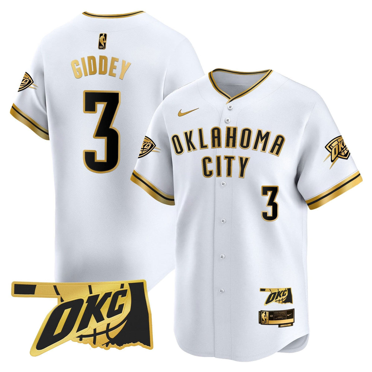 Oklahoma City Thunder Vapor Baseball Jersey - Stitched