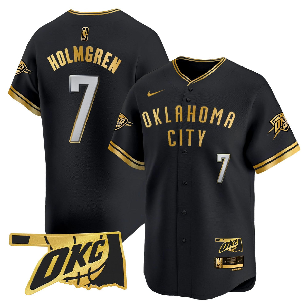 Oklahoma City Thunder Vapor Baseball Jersey - Stitched