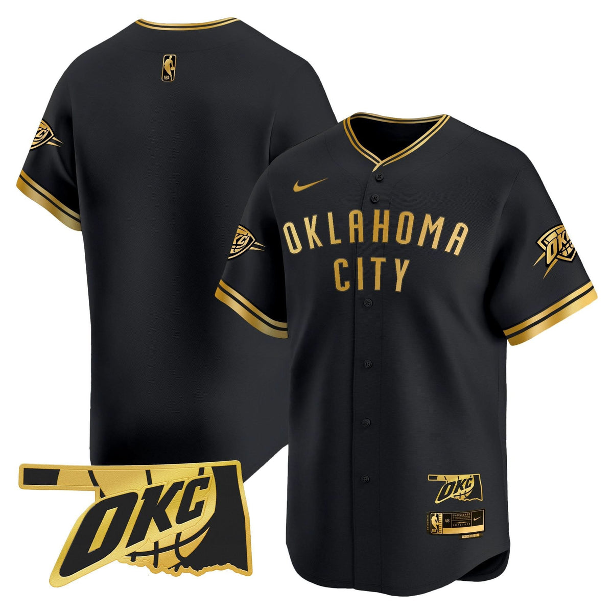 Oklahoma City Thunder Vapor Baseball Jersey - Stitched