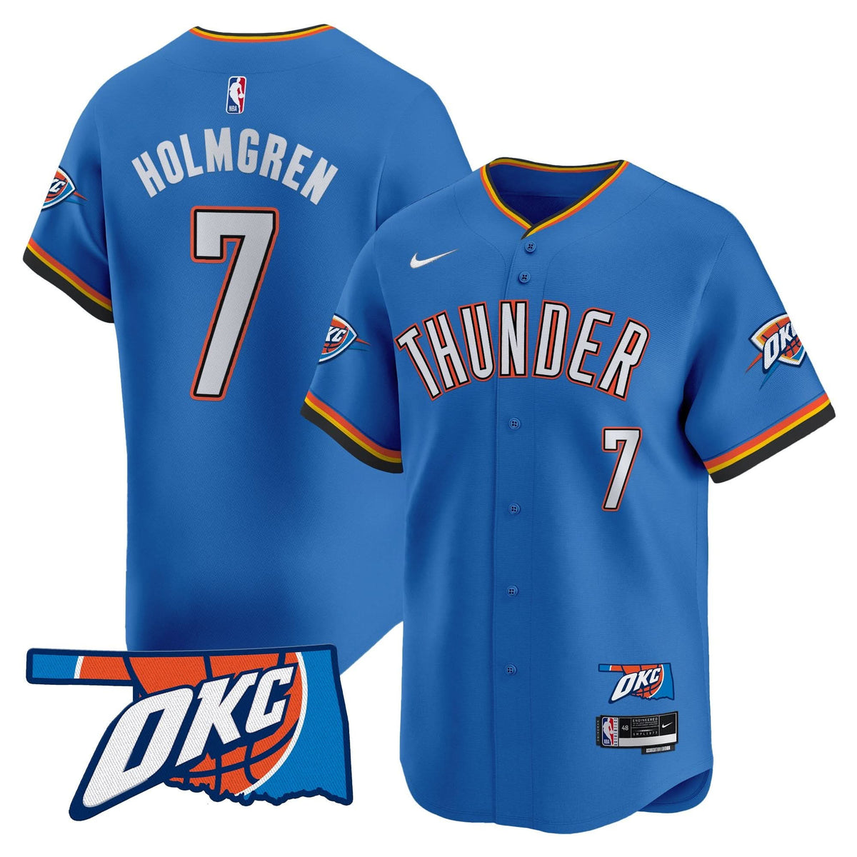 Oklahoma City Thunder Vapor Baseball Jersey - Stitched
