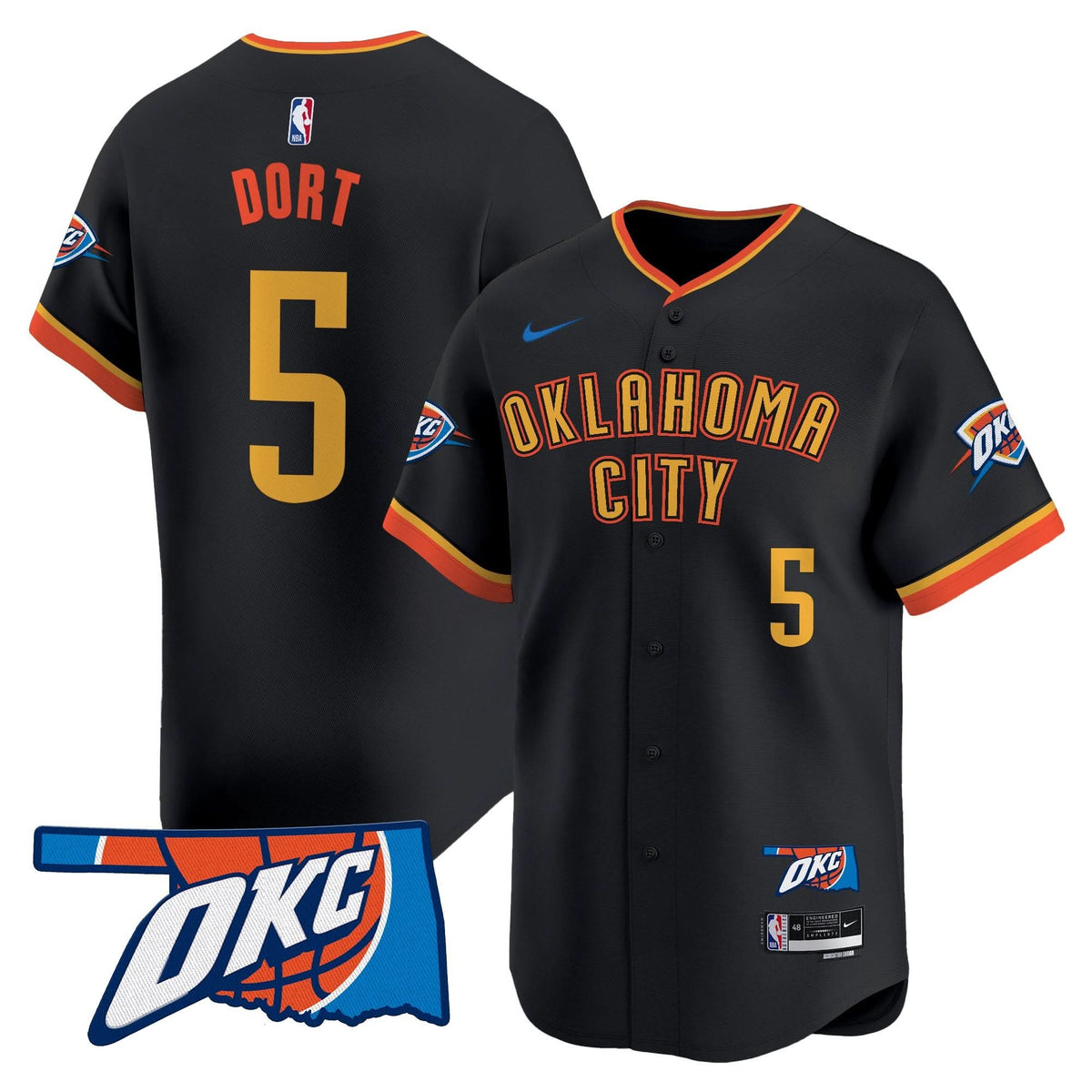 Oklahoma City Thunder Vapor Baseball Jersey - Stitched