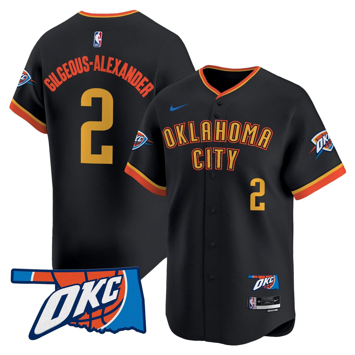 Oklahoma City Thunder Vapor Baseball Jersey - Stitched