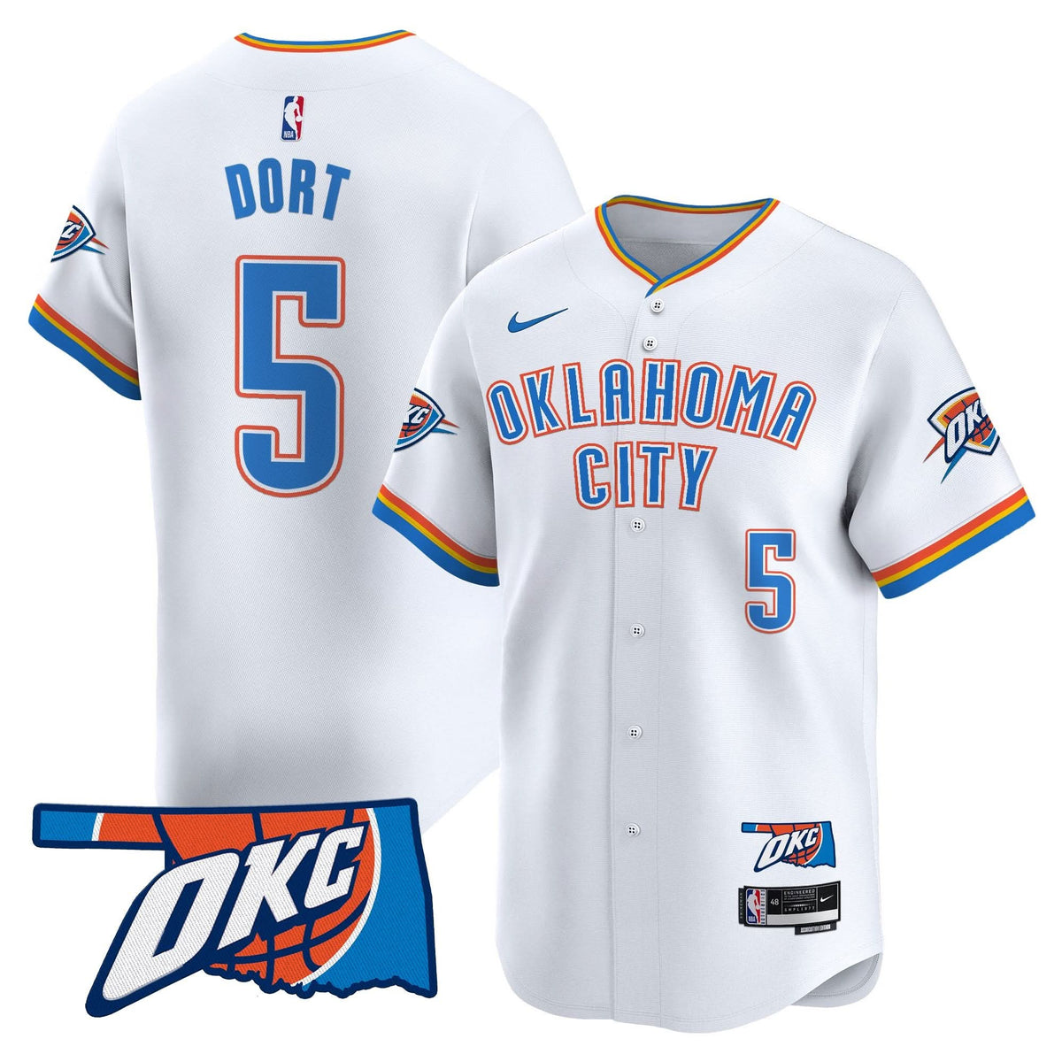Oklahoma City Thunder Vapor Baseball Jersey - Stitched