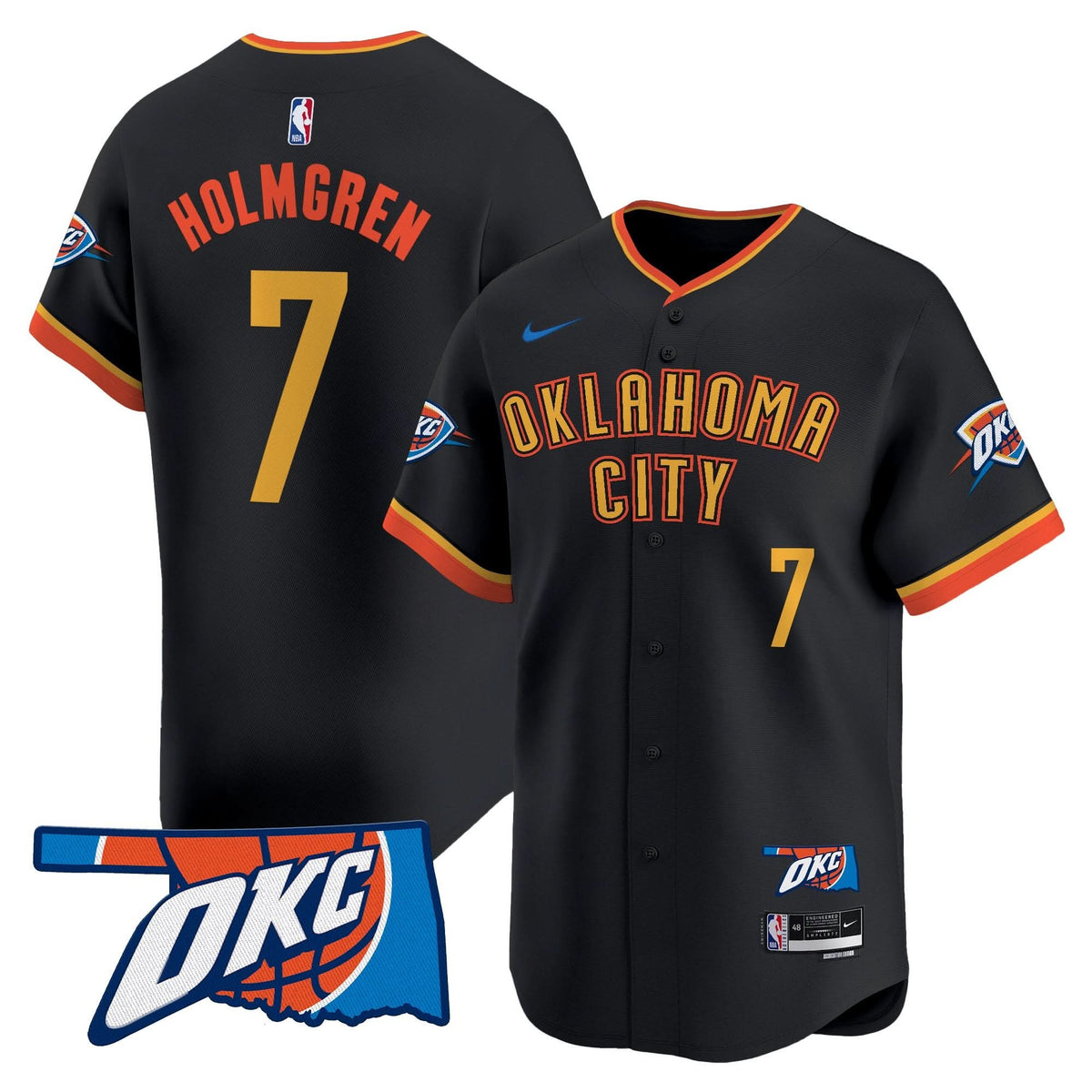 Oklahoma City Thunder Vapor Baseball Jersey - Stitched