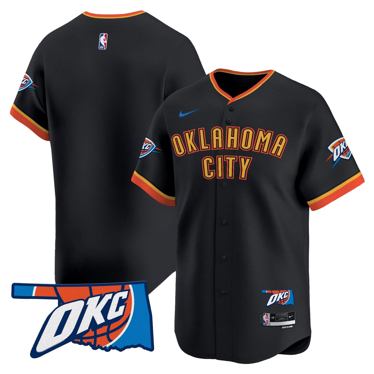 Oklahoma City Thunder Vapor Baseball Jersey - Stitched