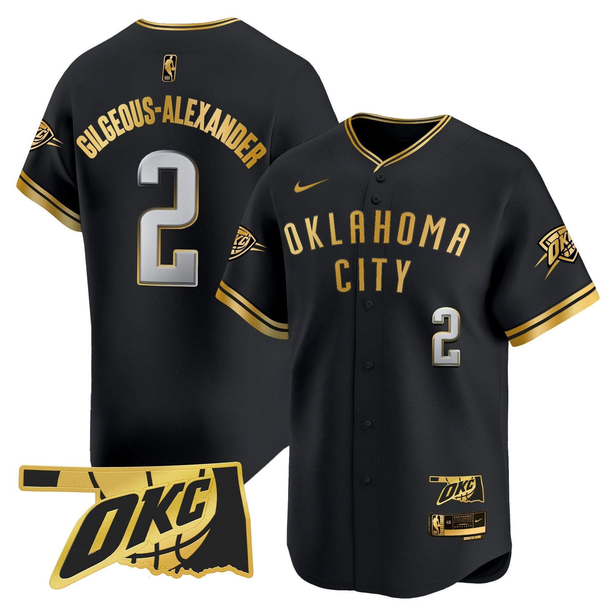 Oklahoma City Thunder Vapor Baseball Jersey - Stitched