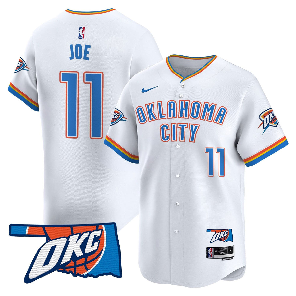 Oklahoma City Thunder Vapor Baseball Jersey - Stitched