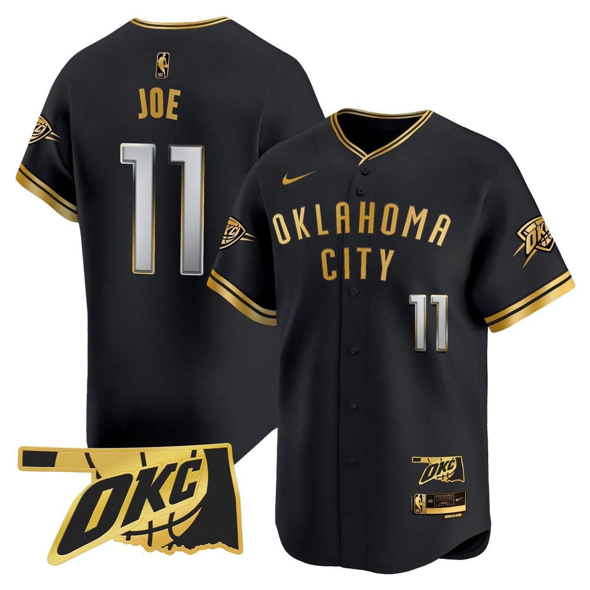 Oklahoma City Thunder Vapor Baseball Jersey - Stitched
